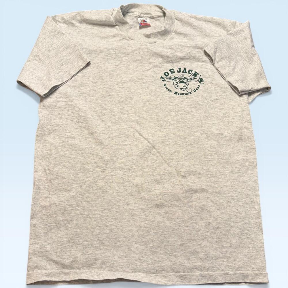 Vintage Joe Jack's Green Mountain Gear Shirt Mens Large Gray Moose Graphic Tee